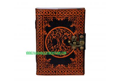 Tree Of Life Book Of Shadow Round Tree Design With Color Sade Black & Orange 120 Pages Journal